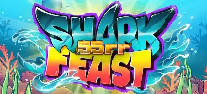 Cena vibrante e colorida do jogo de slot Shark Feast com criaturas marinhas em um ambiente de festival néon.